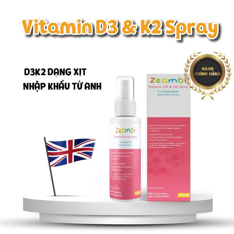 Vitamin D3&amp;K2 Zeambi Dạng Xịt cho Trẻ Từ Sơ Sinh