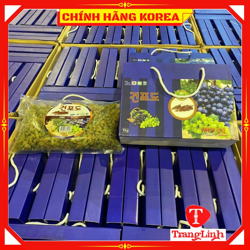 Nho khô hàn quốc hộp quà 1kg - Hoa quả sấy khô - Đồ ăn vặt hàn quốc - tranglinhkorea