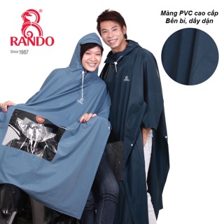 Áo mưa poncho cao cấp cổ rùa có kiếng đèn