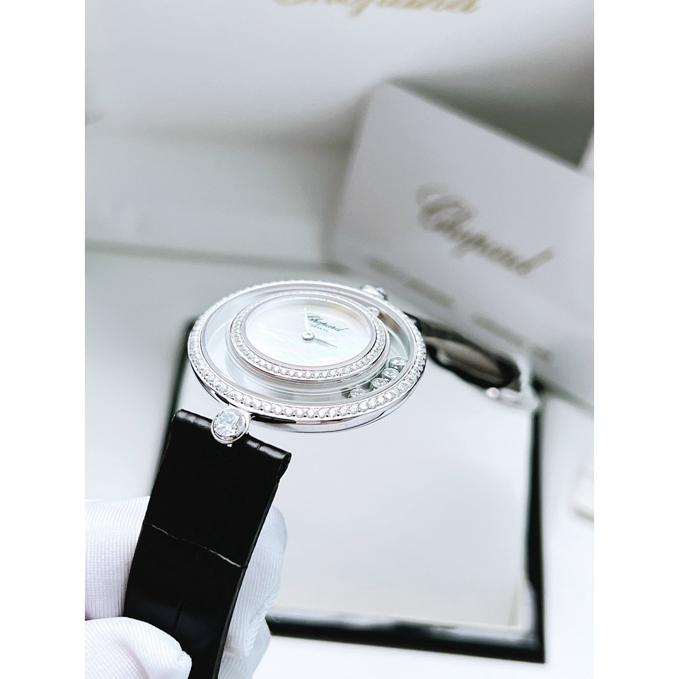 Đồng hồ nữ Chopard Happy Diamond máy Thụy Sĩ Ronda 715 cao cấp, vòng benzel đá xoay