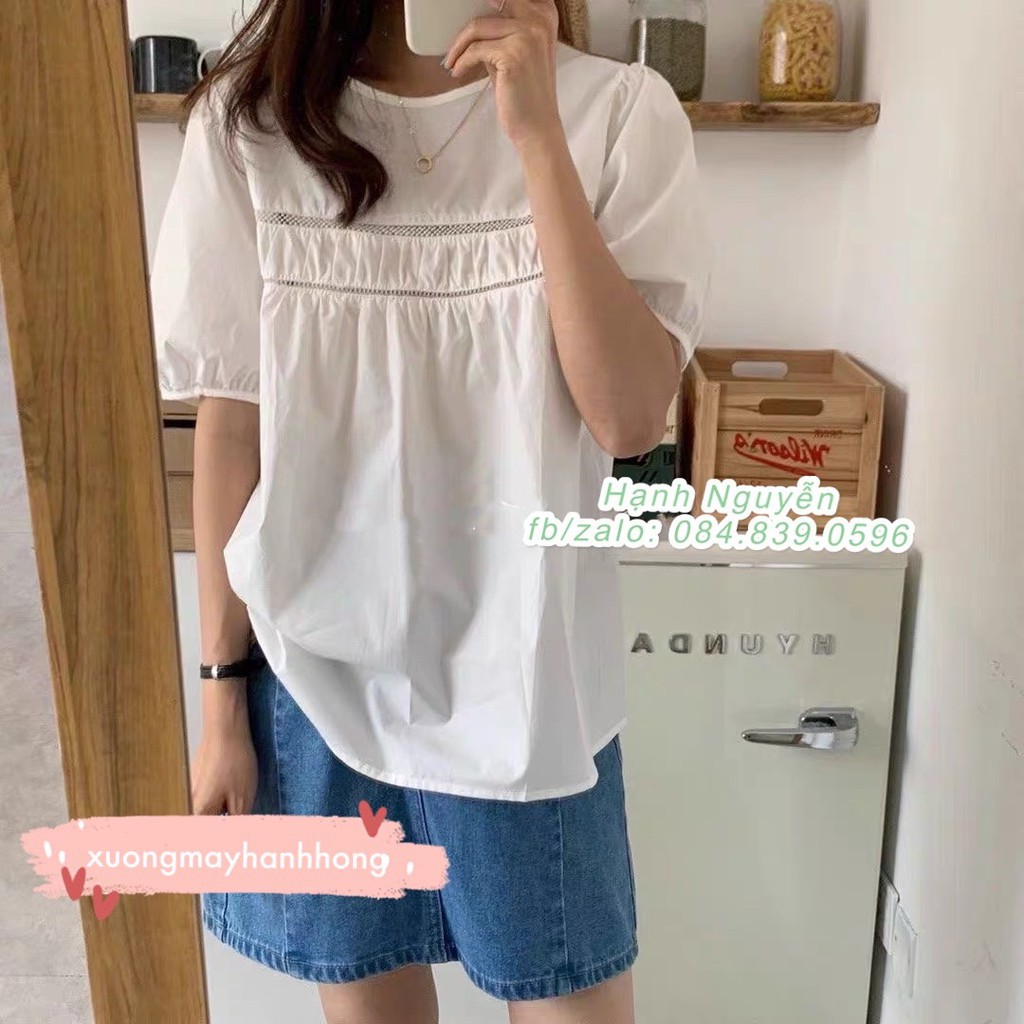 Áo kiểu nữ ngắn tay Ulzzang, áo sơ mi nữ - Xưởng May Hạnh Hồng