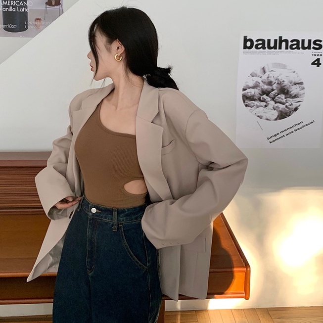 【ZHELIHANGFEI】 / hot Girl Áo Ngắn Không Tay Có Đệm Ngực Thời Trang Quyến Rũ Dành Cho Nữ