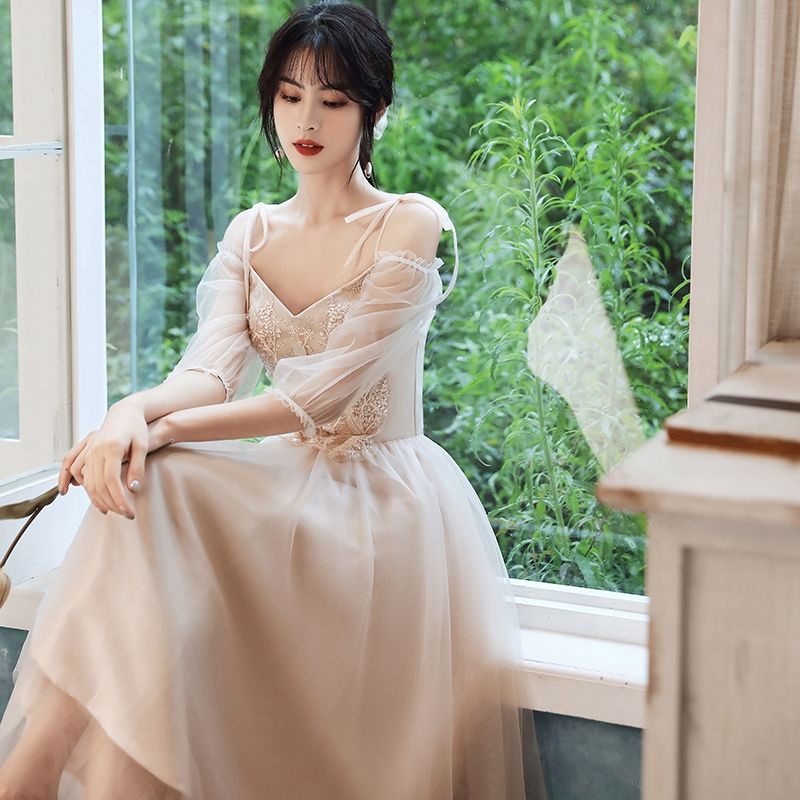 Đầm phù dâu dài dáng ôm sát thời trang mùa hè dành cho nữ