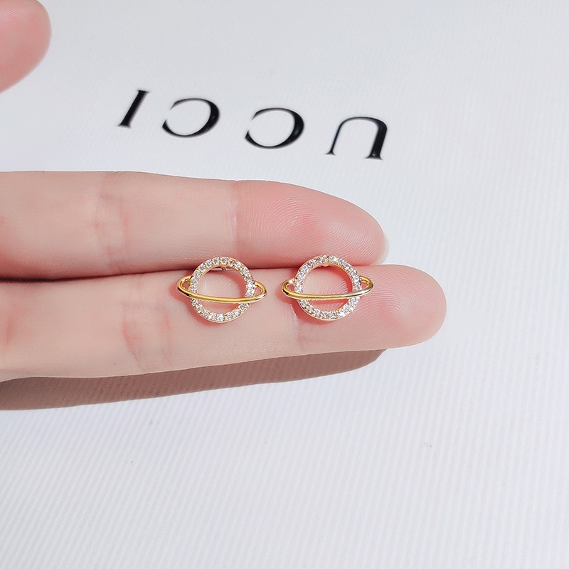 Bông tai mạ vàng 18K JIUDUOLAN đính kim cương nhân tạo hình hành tinh nhỏ thanh lịch cho nữ