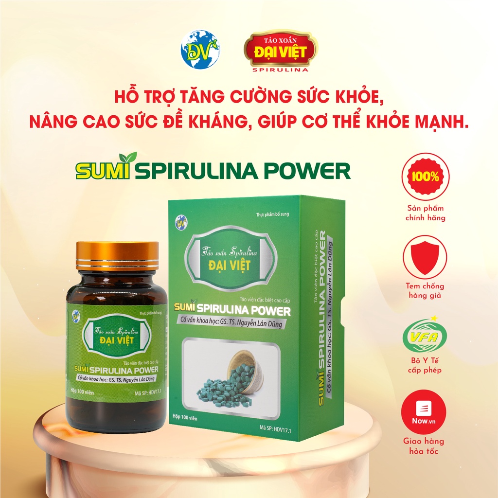 Tảo xoắn Spirulina Đại Việt Sumi Power Hỗ trợ tăng cường sức khỏe, nâng cao sức đề kháng - 100% thành phần tảo xoắn
