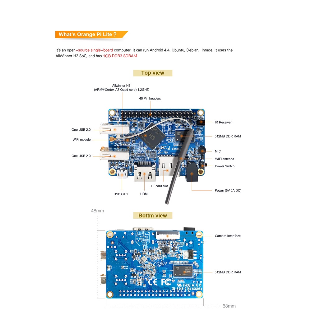 Bo Mạch Máy Tính Đơn Pi Lite 1gb H3 Soc Android 4.4 Ubuntu Debian | BigBuy360 - bigbuy360.vn