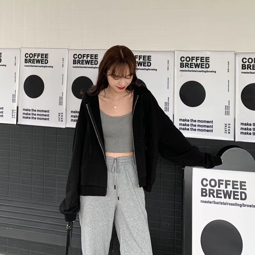 Áo khoác nỉ da cá Misumey kéo khoá Ulzzang style  Hàng Quảng Châu