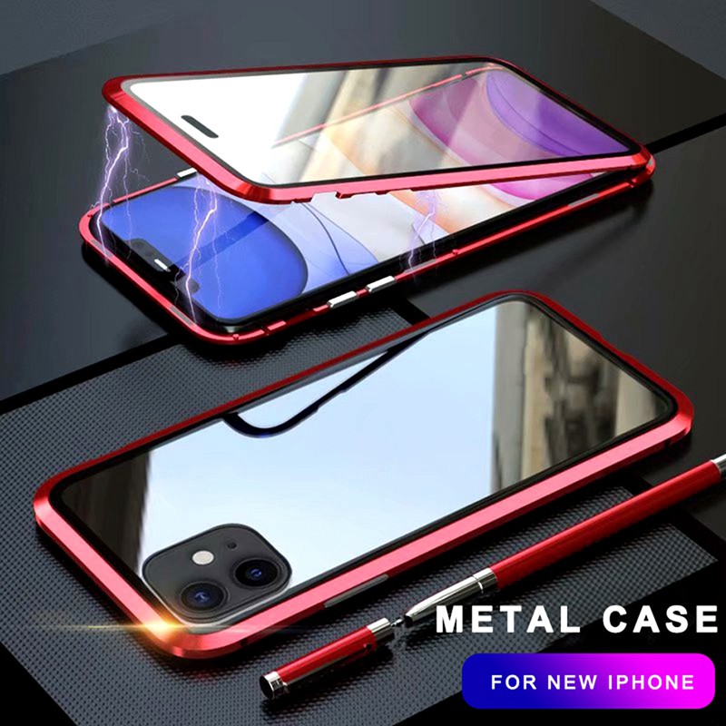 Ốp điện thoại kính cường lực nắp gập từ tính bảo vệ 360 độ cho IPHONE 6 7 8P X XR XS MAX 11 11 PRO MAX