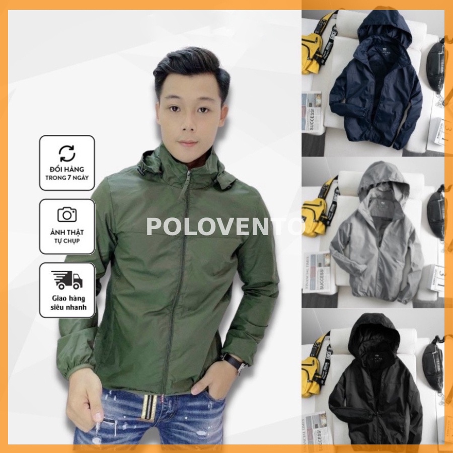 Áo khoác gió nam 2 lớp chống nước, mũ tháo rời, loại cao cấp xuất khẩu - Polovento
