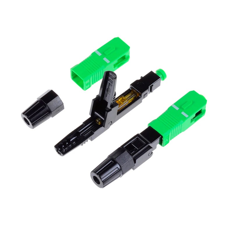 50 Chiếc Sc/Apc Sợi Quang Kết Nối Nhúng Chế Độ Đơn Thành Phần Sợi Quang Đầu Nối Nhanh-Đen + Xanh