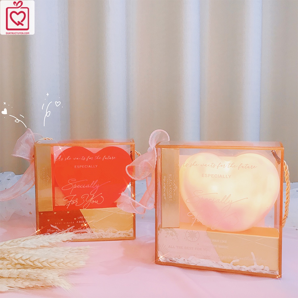 Quà tặng Valentine Only Love You set socola, đèn ngủ trái tim, son môi kèm hộp trong suốt Luv144 tặng người yêu