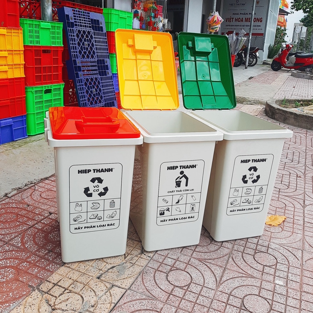 Thùng rác phân loại nhựa Hiệp Thành ( bộ 3 thùng rác 60 lít)