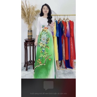 áo dài hoa nhí đẹp và duyên dáng