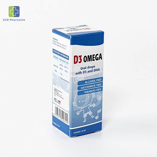 Siro D3 Omega 10 ml- Bổ sung Vitamin D3 và DHA giúp tăng cường hấp thu Canxi và phát triển trí não ở trẻ