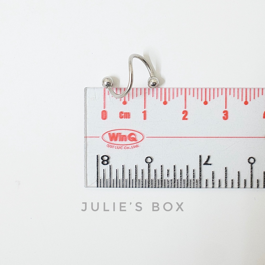 [1 Chiếc] Khuyên Tai Chữ S Xoắn 2 Đầu Bi Tròn Màu Bạc Titan Không Đen Không Gỉ Sét Không Ngứa julies box 66