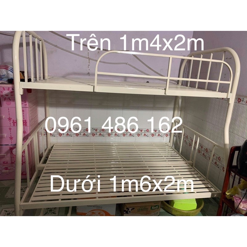 Giường Tầng khung tròn- trên 1m4x2m dưới 1m6x2m - freeship hcm