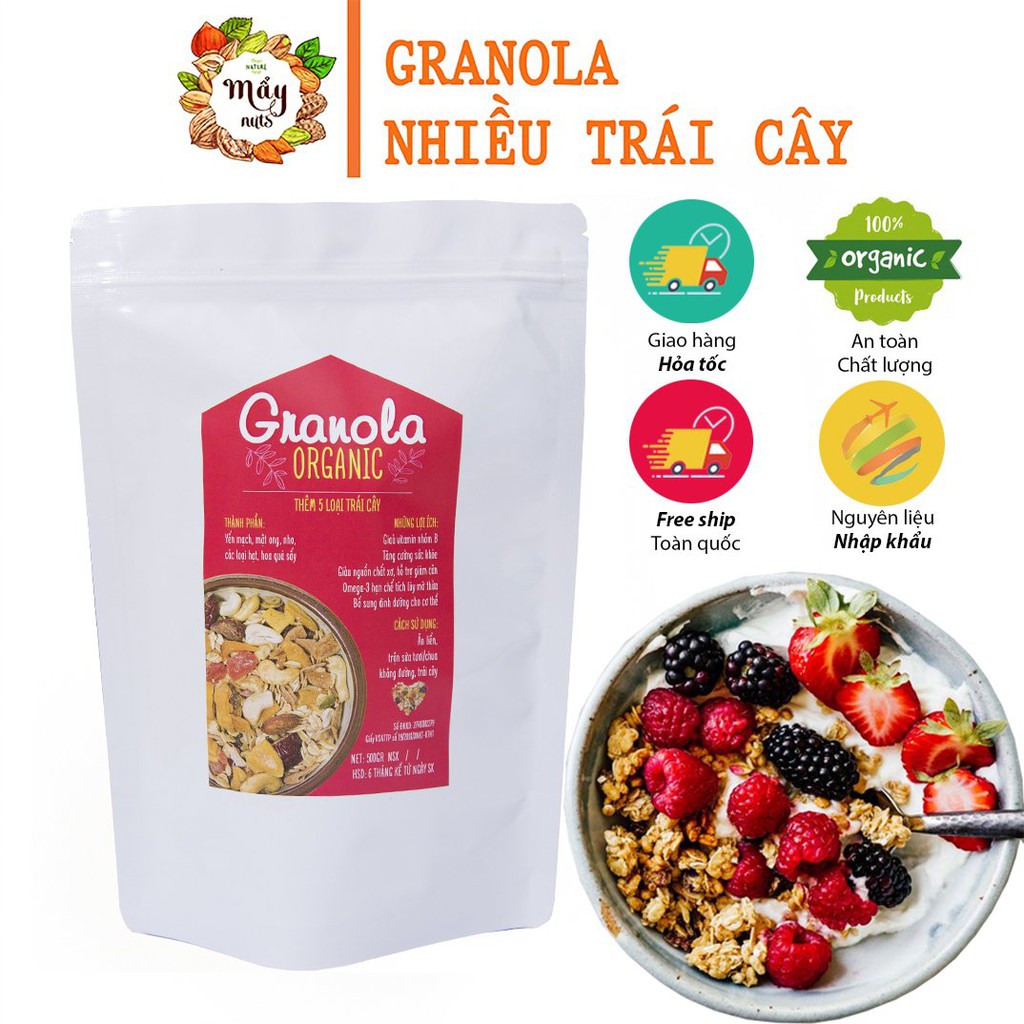 Granola giảm cân KHÔNG ĐƯỜNG phù hợp eatclean gói 500gr