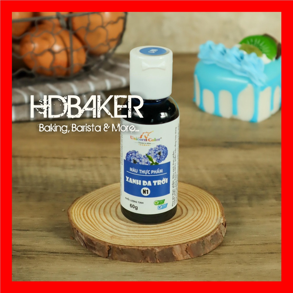 60gr - A01 Màu XANH DA TRỜI thực phẩm làm bánh dạng NƯỚC SIRO Unicorn