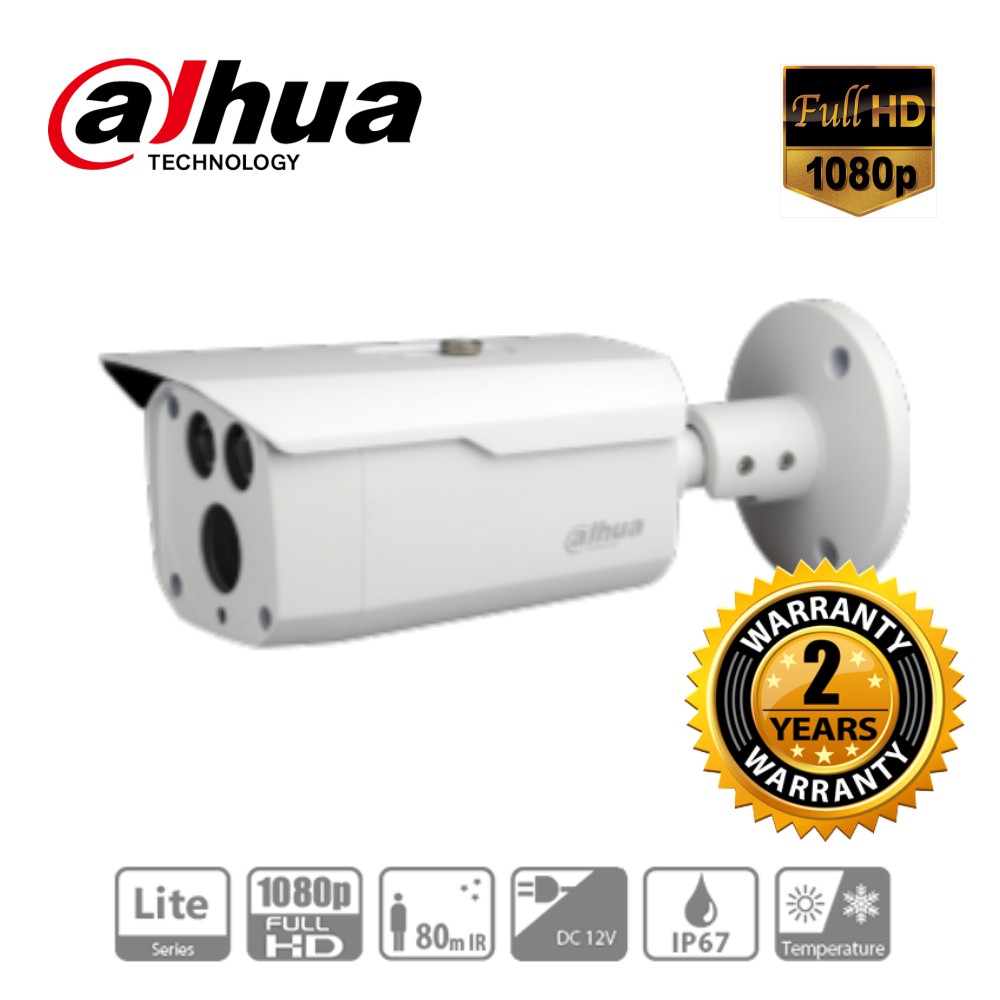 Camera HDCVI Dahua HAC-HFW1200DP 2MP Thân trụ , hồng ngoài 80m, ảnh full HD Hàng chính hãng - Bảo hành 24 tháng