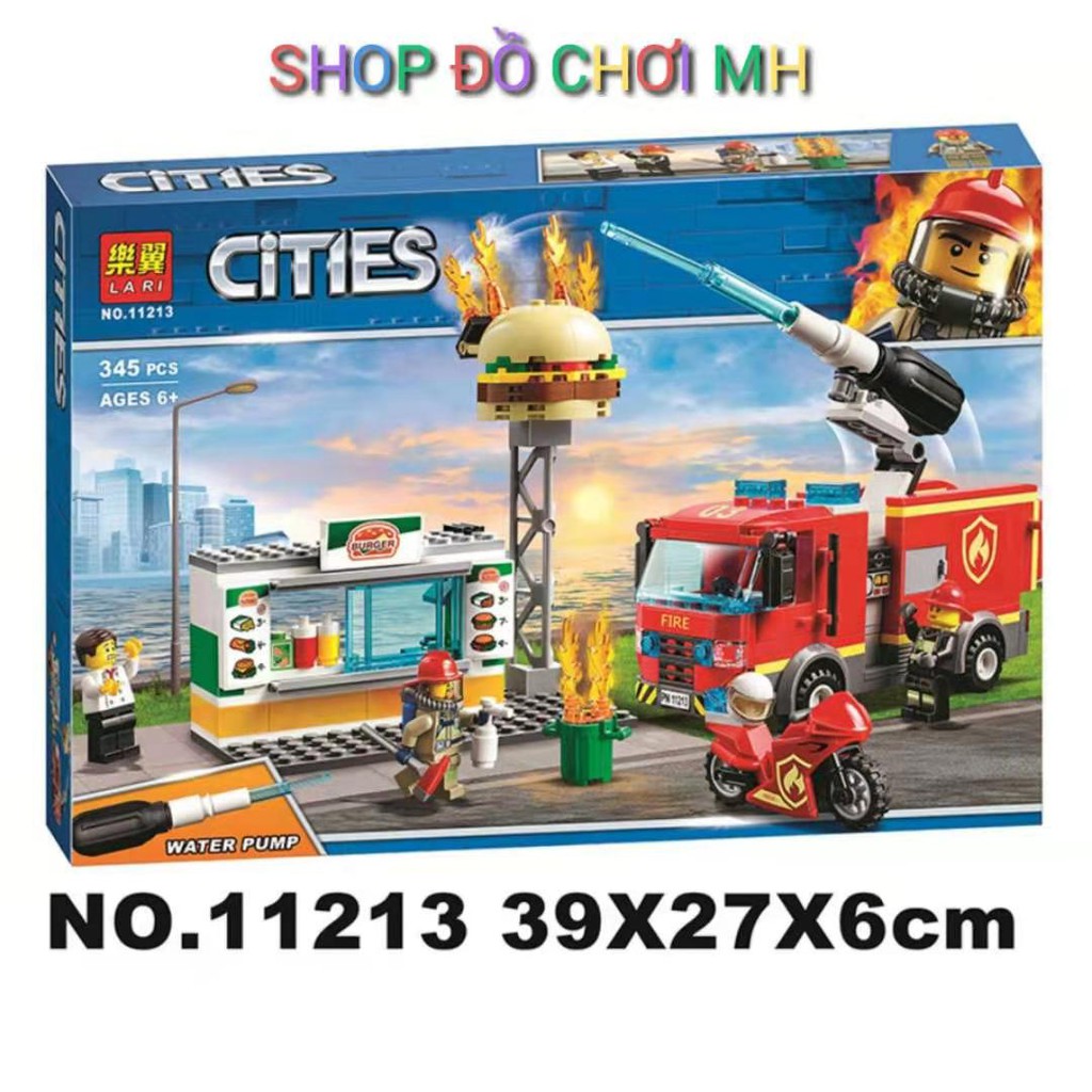 đồ chơi lego xếp hình lắp ráp lari cities 11213 - 345 chi tiết - Đội xe cứu hỏa làm nhiệm vụ chửa cháy