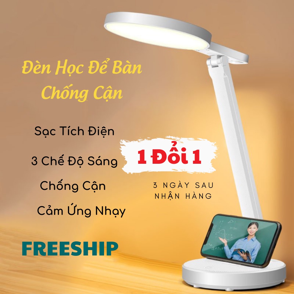 Đèn Học Để Bàn, Đèn Học Tích Điện Nhỏ Gọn, Đa Năng Mila Store