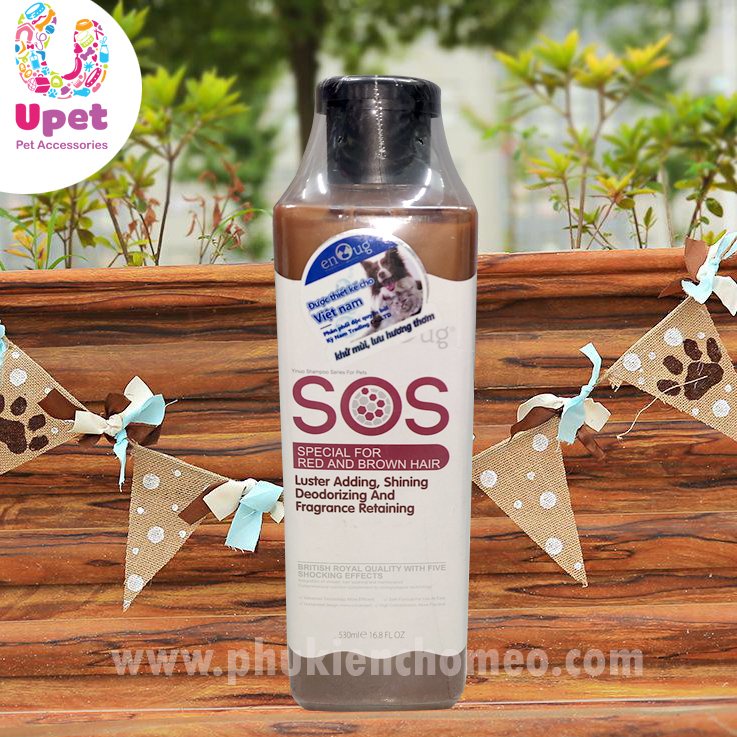(Chính hãng)-Sữa tắm dành cho chó mèo SOS 530ml-Dầu tắm cho chó mèo lông màu nâu, lông sẫm mầu, giúp bền màu lông