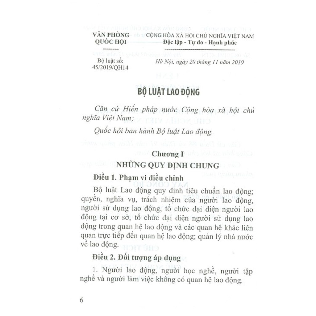 [Mã LIFE2410K giảm 10K đơn 20K] Sách - Bộ Luật Lao Động Năm 2019