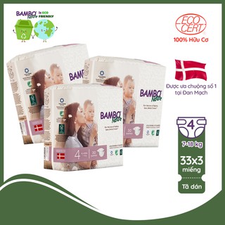 Combo 3 Gói Tã Dán 100% Hữu Cơ Bambo Nature - Nhập Khẩu Đan Mạch - 7-18kg - L30 - 30 miếng