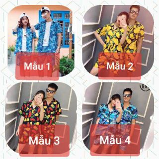 set bộ quần áo hoa quả đi biển, du lịch chụp ảnh kỷ yếu, đôi, đơn, nhóm đều đẹp chất liệu kate mềm đủ size cho nam nữ
