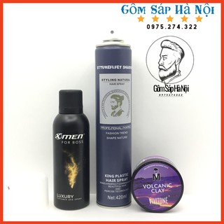COMBO Gôm Xịt Tóc Butterfly Shadow  + xịt khử mùi toàn thân X-Men For Boss Perfumed Deo Spray +SÁP VUỐT TÓC NAM VOLCANIC