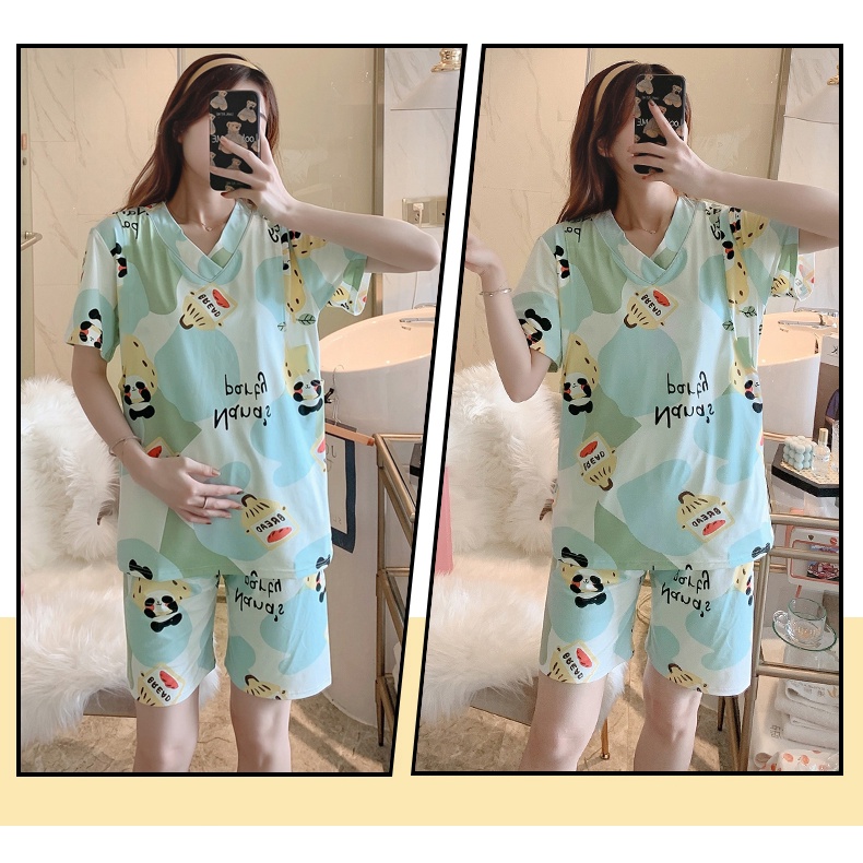 Đồ bộ đùi Đồ bộ nữ Bộ Đồ Ngủ mặc nhà dễ thương cổ tim nhiều họa tiết - Bộ pijama hè chất thun sữa mềm mại và thoáng mát