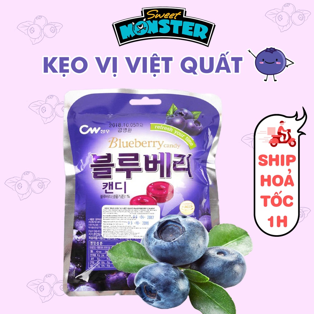 Kẹo việt quất CW, kẹo ngậm trái cây Hàn Quốc gói 100gr - 07115