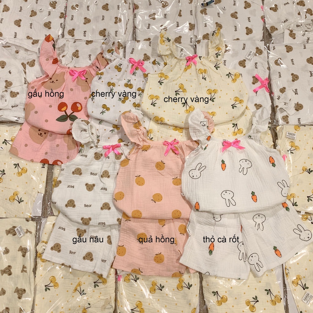 Đồ bộ bé gái 8 đến 16 kg vải đũi xô Muslin AM751 - bộ 2 dây bé gái xinh xắn AM906 TTR261