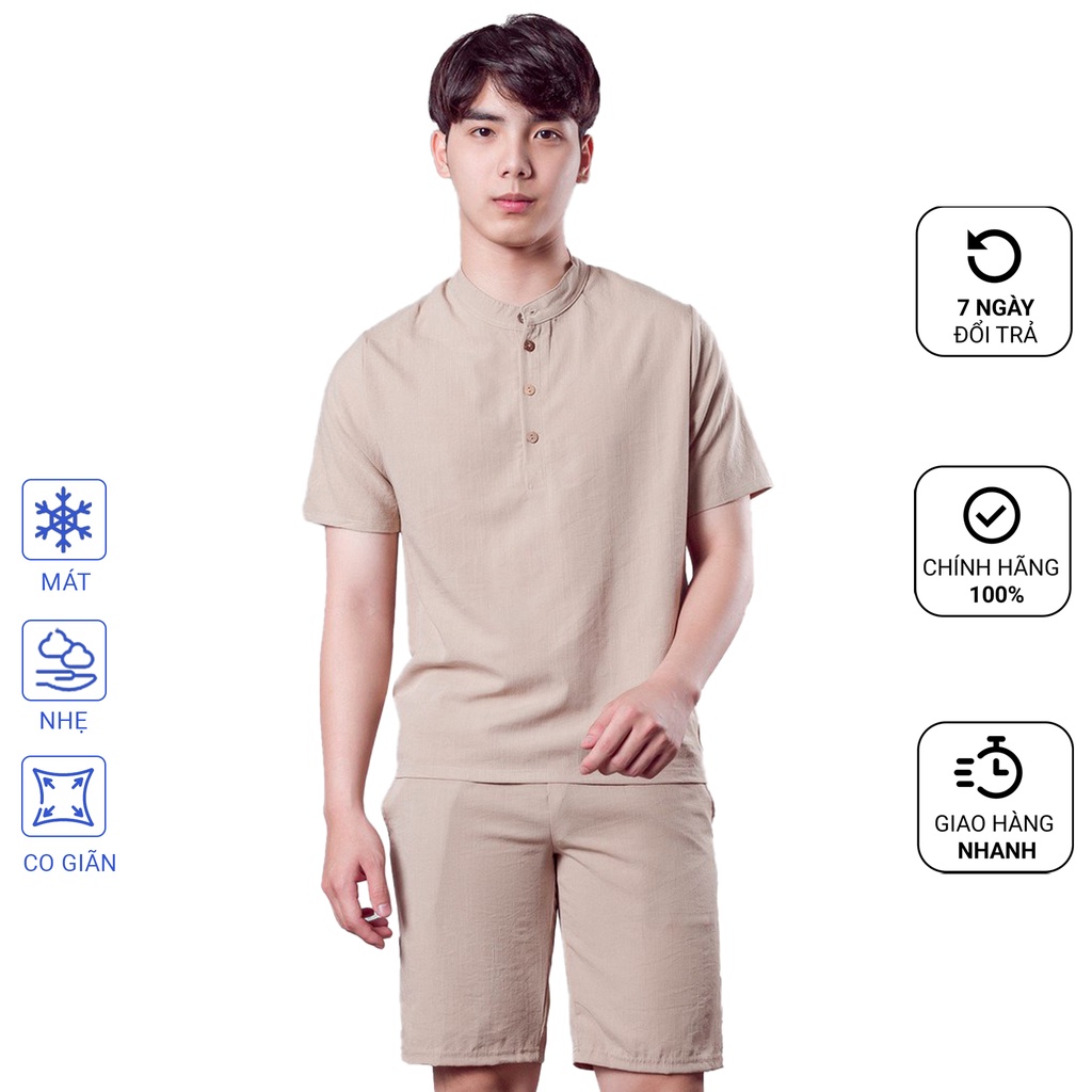Bộ đũi nam cổ tàu đi biển Ecollect mát nhẹ chống nhăn thấm mồi hôi