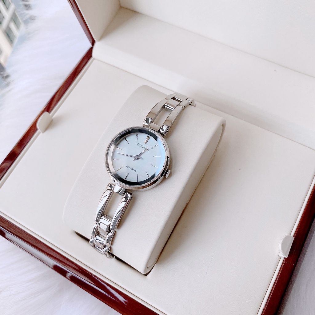 Đồng hồ nữ chính hãng Citizen EM0630-51D Eco-Drive Axiom Women's Mother of  Pearl Dial - Máy pin - Kính khoáng