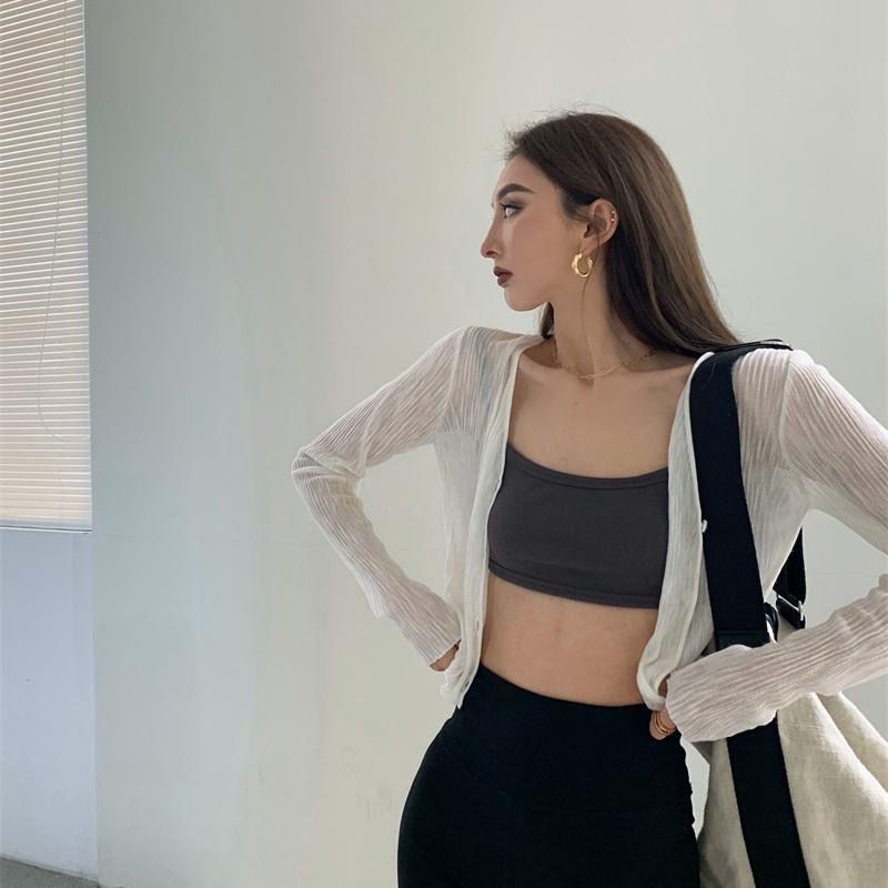COZOK Áo Khoác Cardigan Tay Dài Cổ Chữ V Chất Lụa Mát Mẻ Cho Nữ