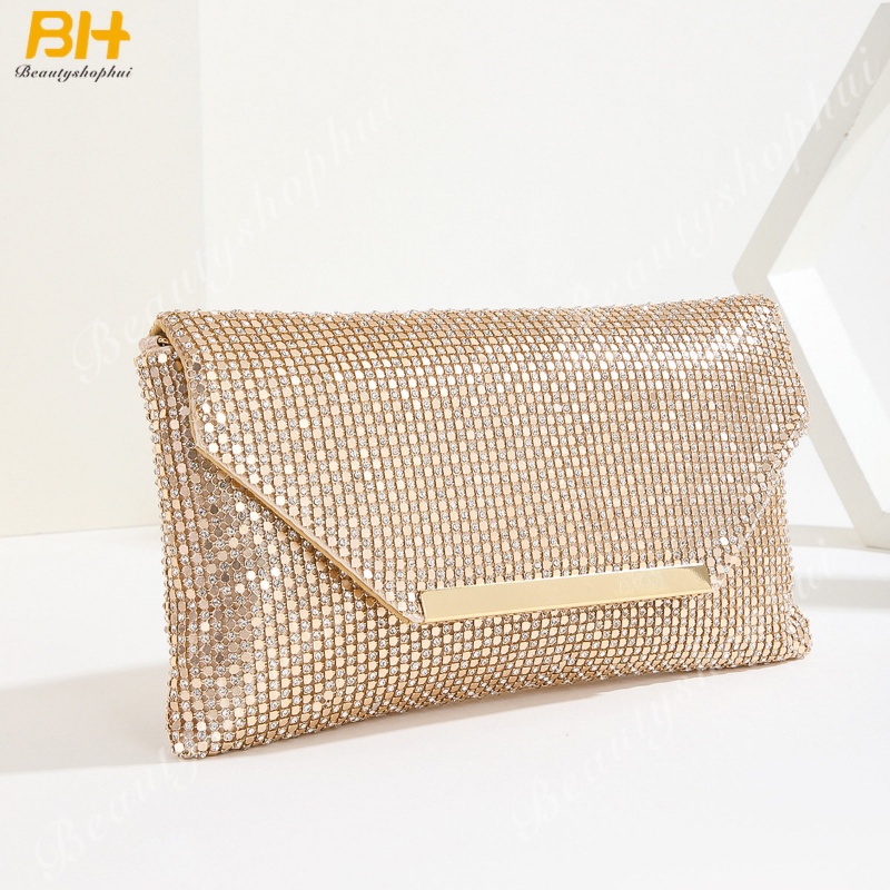 Ví Dự Tiệc Cầm Tay Mẫu Mới 2022 Phong Cách Âu Mỹ Đính Đá Lấp Lánh