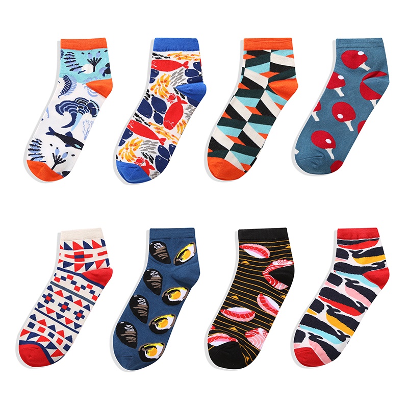 Set 2 Đôi Vớ Cổ Ngắn In Họa Tiết Hoạt Hình Vui Nhộn Thoải Mái Cho Nữ