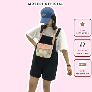 Túi tote vải canvas đeo chéo balo cute dễ thương tặng huy hiệu thích hợp đi học đi chơi MOTERI TV002