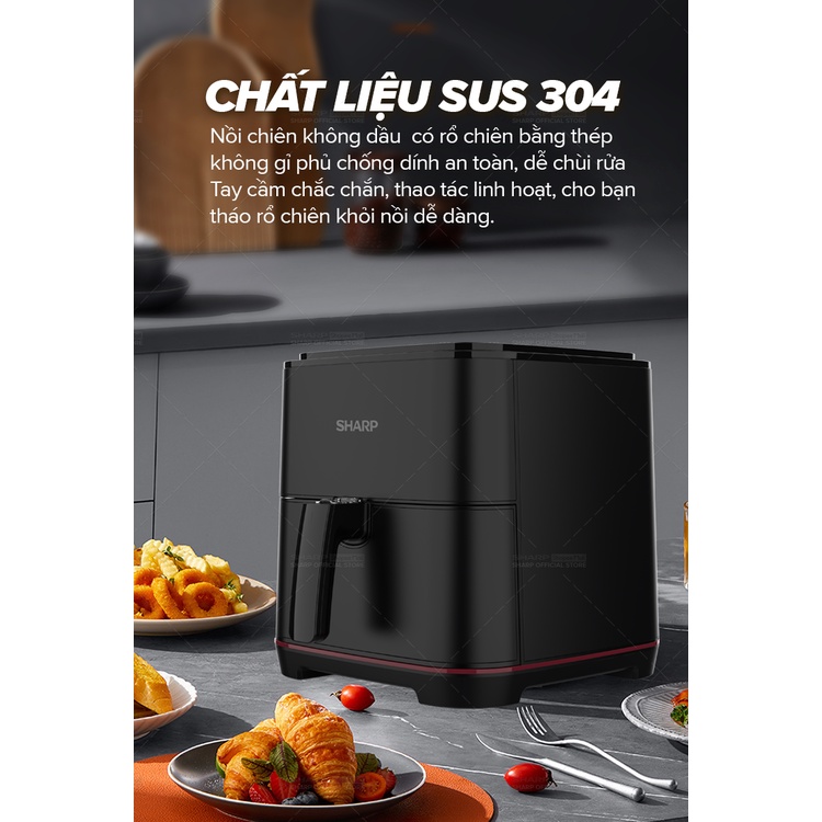 [Mã ELBAU10 giảm 10% đơn 500K][New Model] Nồi Chiên Không Dầu Sharp KF-AF70EV-BK Chống Dính 7L [1700W]