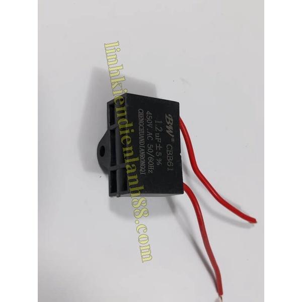 5 Cái Tụ Quạt 1.2uf 450v Dây (tụ CBB61) mới !