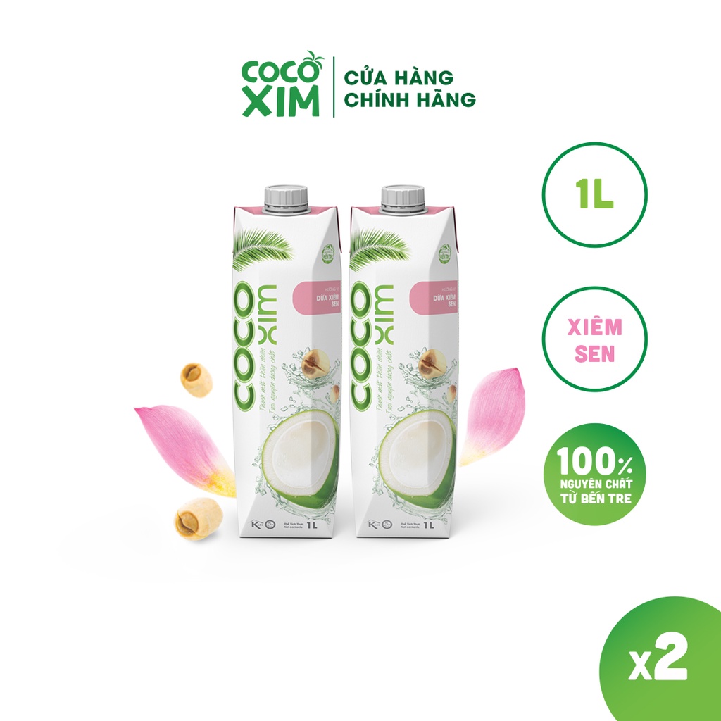 COMBO 2 Nước dừa đóng hộp Cocoxim Sen dung tích 1000ml/Hộp