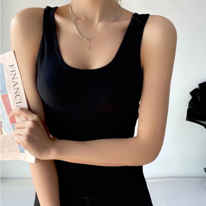 Áo Croptop Sát Nách Màu Trơn Cổ Yếm Chất Liệu Cotton Thời Trang Mùa Hè Cho Nữ