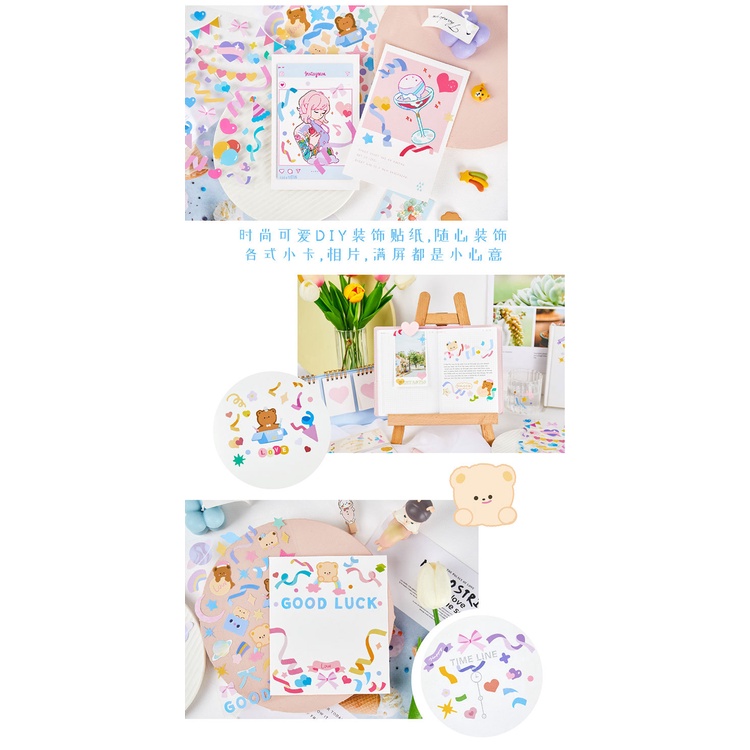 Miếng dán stickers họa tiết ruy băng trang trí sổ tay