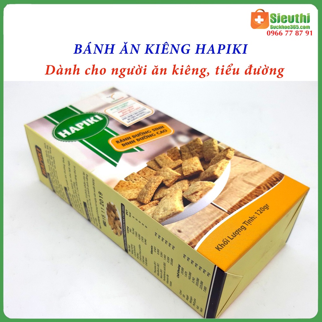 Bánh Không đường Hapiki dinh dưỡng dành cho người tiểu đường, ăn chay, ăn kiêng hộp 120g Siêu Thị Sức Khoẻ 365