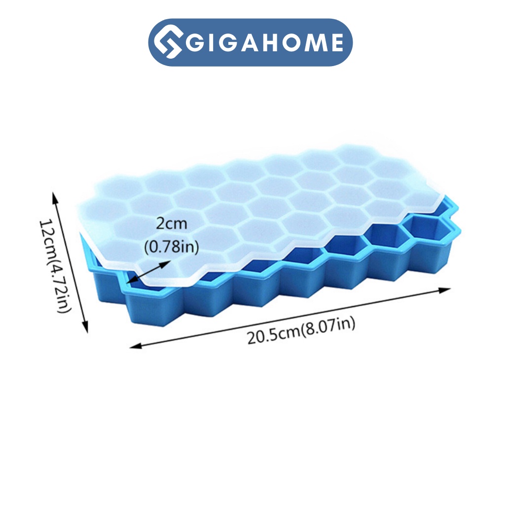 Khay Silicone Làm Đá, Thạch Rau Câu Kèm Nắp Đậy GIGAHOME Hình Tổ Ong 9365