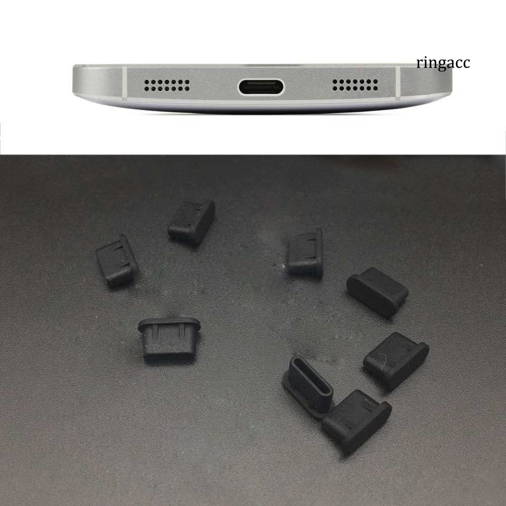 Set 5 nút bịt cổng sạc type C bằng silicon mềm chống bụi cho điện thoại / máy tính bảng