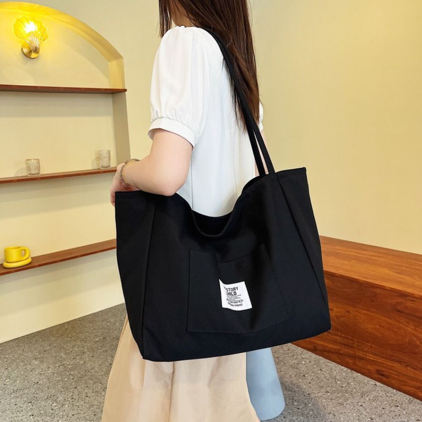 Túi tote ,túi xách vải Nhung tăm đeo chéo đựng đồ cỡ lớn đi học đi chơi phong cách Hàn Quốc