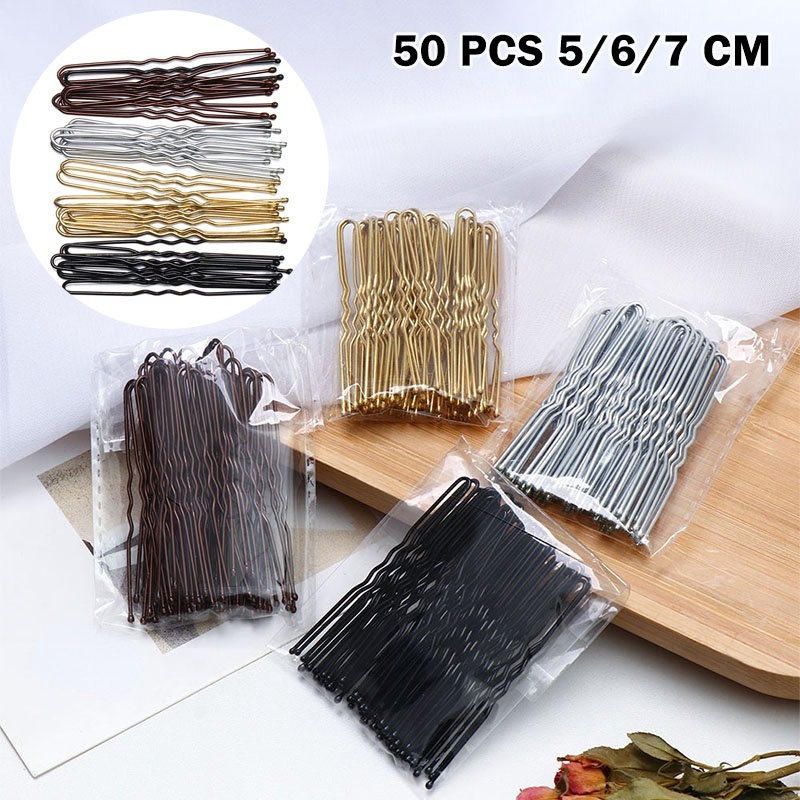 Set 50 Kẹp Tăm Hình Chữ U 5/6/7 Cm Tạo Kiểu Tóc Cho Cô Dâu