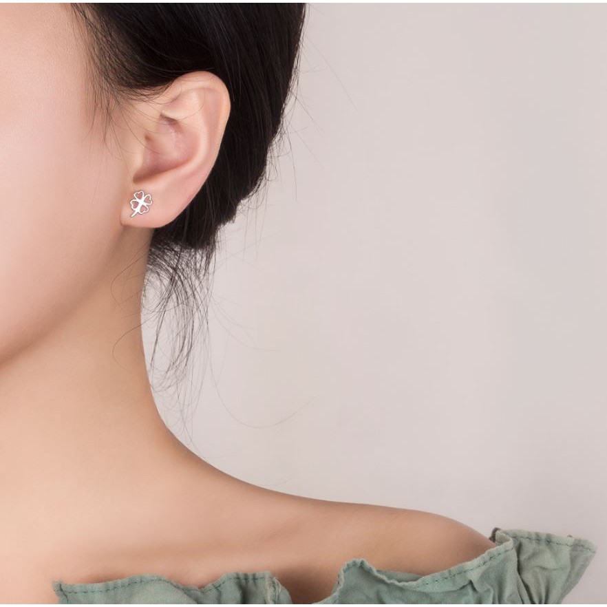 Bông tai EBI Cỏ bốn lá mạ Bạc 925